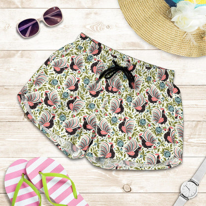 Rooster Print Design Women Shorts-JTAMIGO.COM