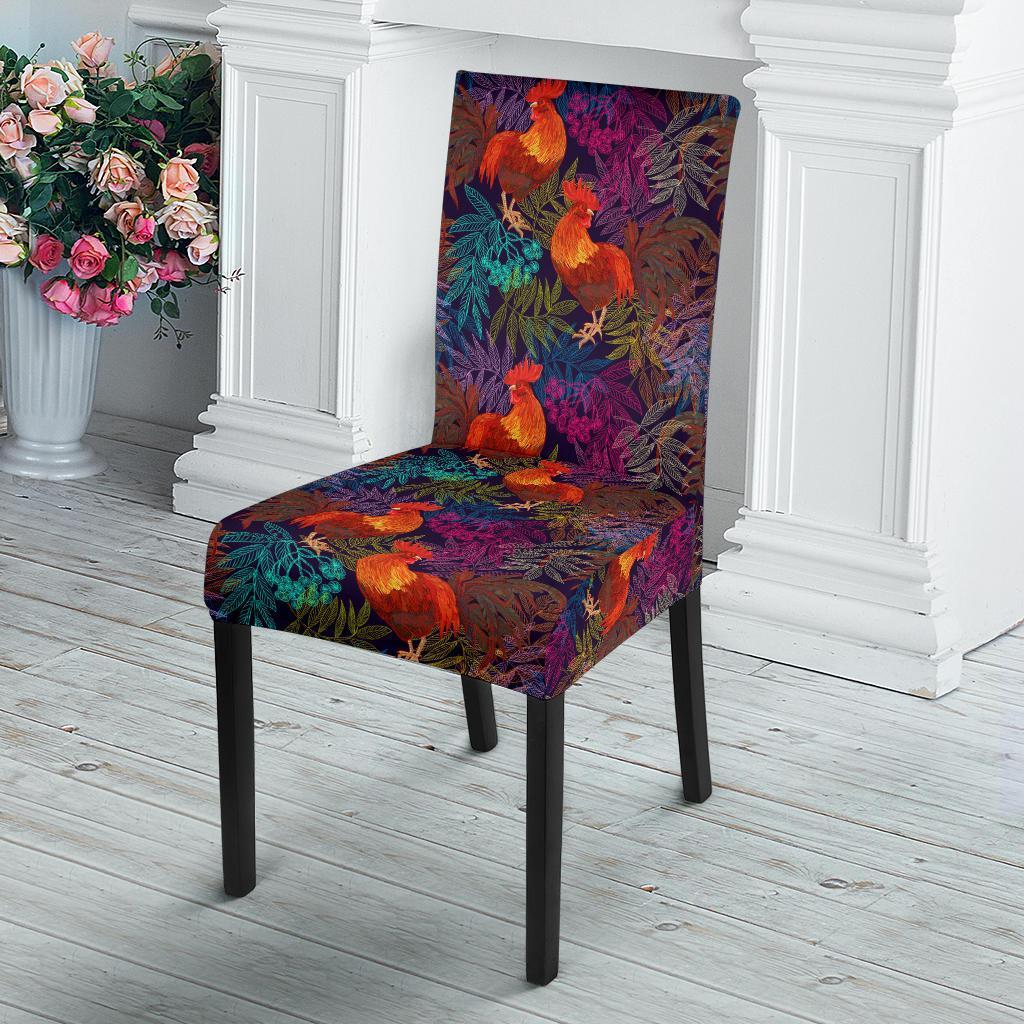 Rooster Print Style Dining Chair Slipcover-JTAMIGO.COM