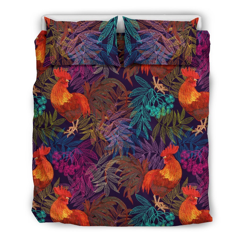 Rooster Print Style Duvet Cover Bedding Set