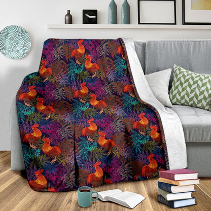 Rooster Print Style Fleece Blanket