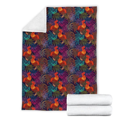 Rooster Print Style Fleece Blanket