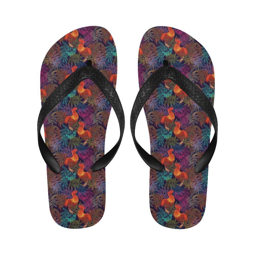 Rooster Print Style Flip Flops-JTAMIGO.COM