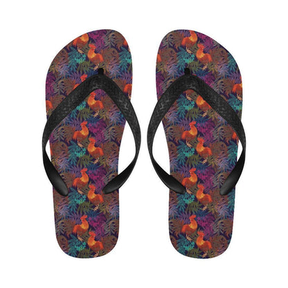 Rooster Print Style Flip Flops-JTAMIGO.COM