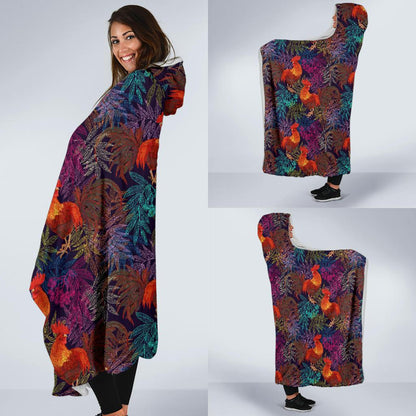 Rooster Print Style Hooded Blanket-JTAMIGO.COM