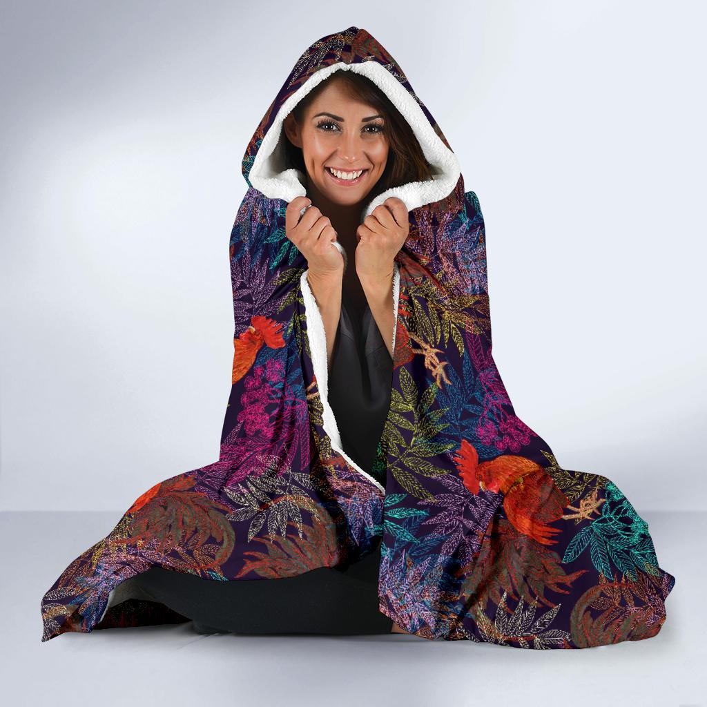 Rooster Print Style Hooded Blanket-JTAMIGO.COM