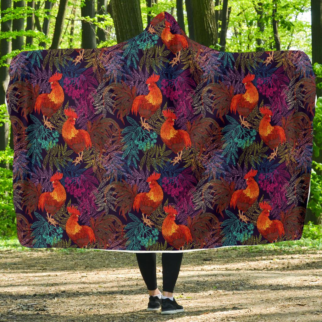 Rooster Print Style Hooded Blanket-JTAMIGO.COM