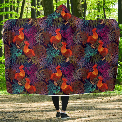 Rooster Print Style Hooded Blanket-JTAMIGO.COM