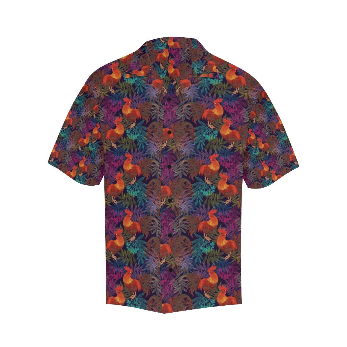 Rooster Print Style Men Aloha Hawaiian Shirt