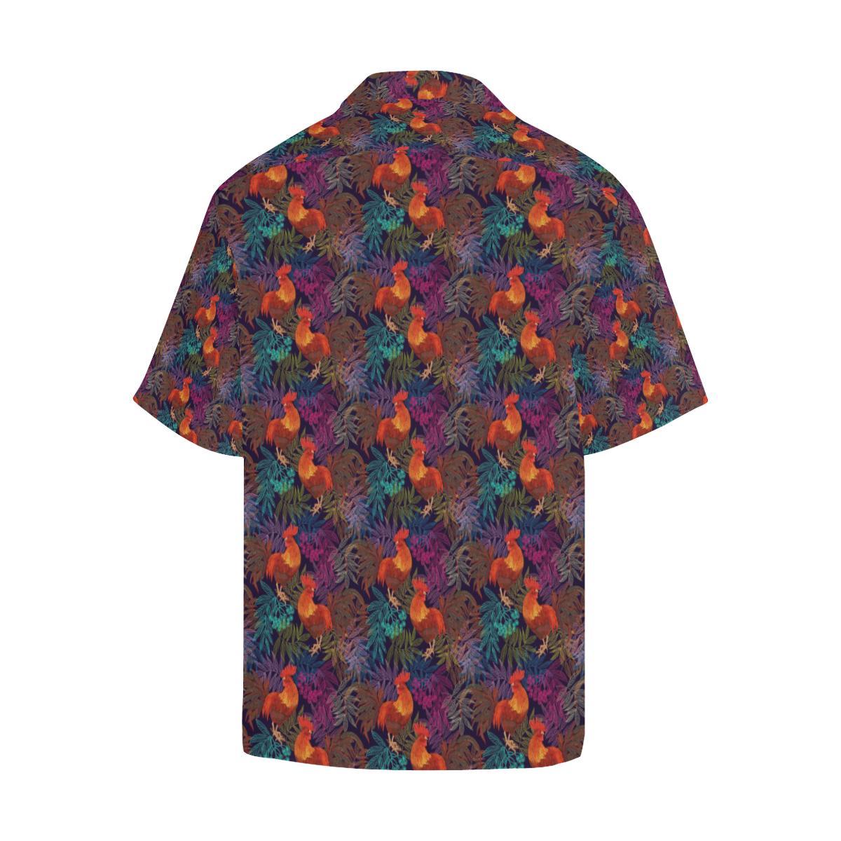 Rooster Print Style Men Aloha Hawaiian Shirt