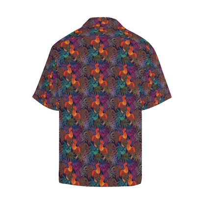 Rooster Print Style Men Aloha Hawaiian Shirt