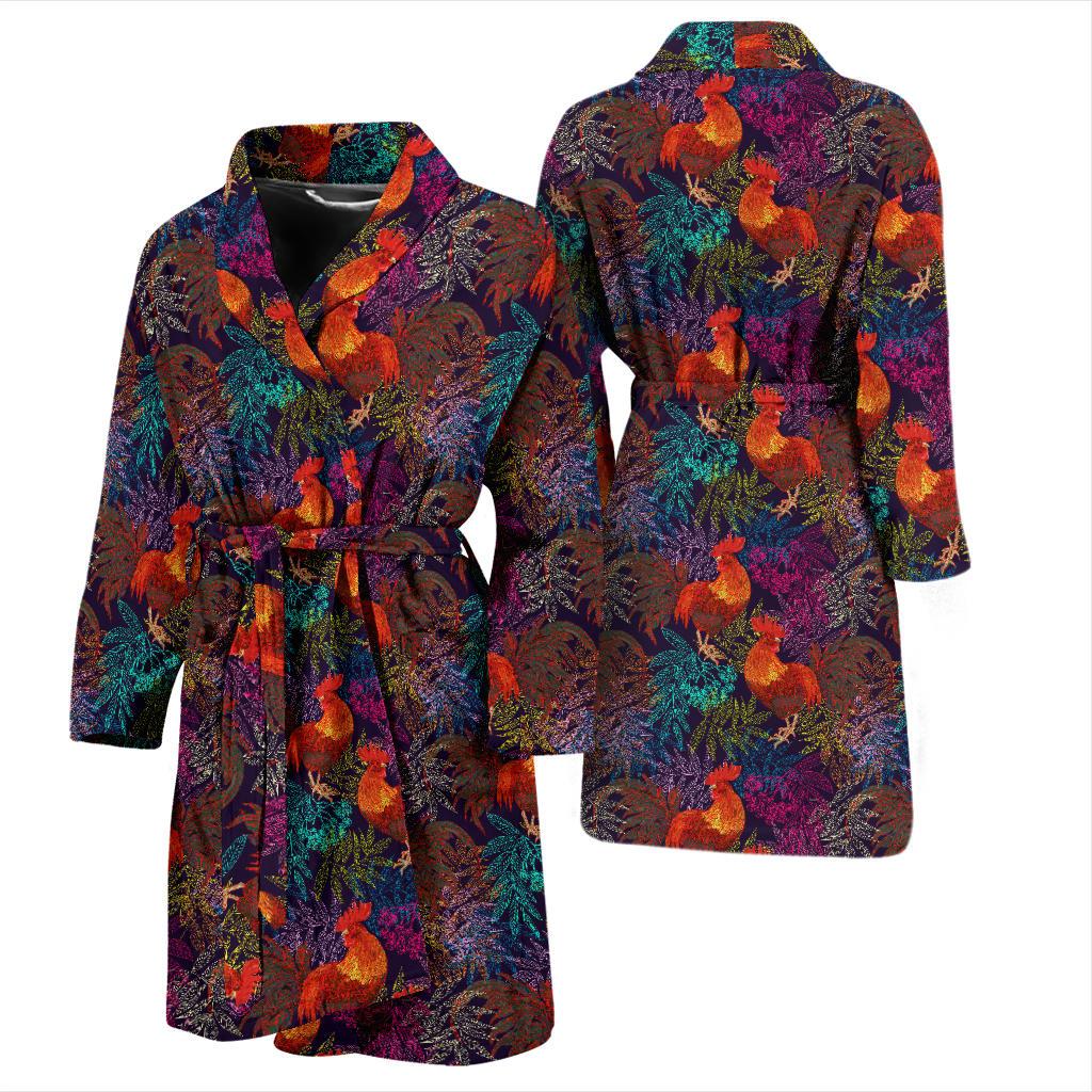 Rooster Print Style Men Bath Robe-JTAMIGO.COM