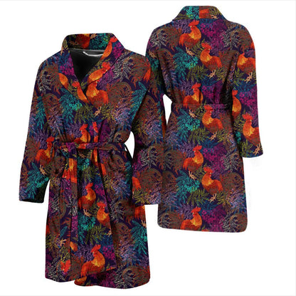 Rooster Print Style Men Bath Robe-JTAMIGO.COM