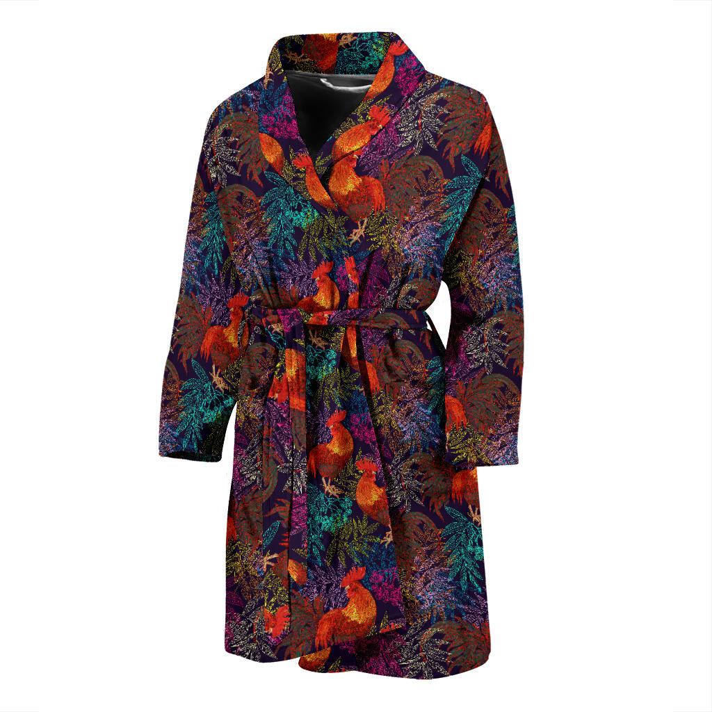 Rooster Print Style Men Bath Robe-JTAMIGO.COM