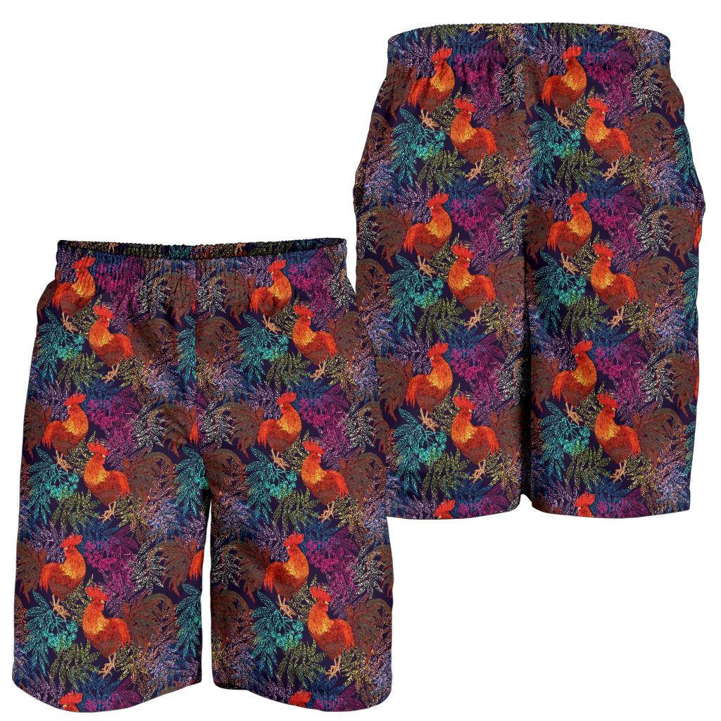 Rooster Print Style Mens Shorts-JTAMIGO.COM