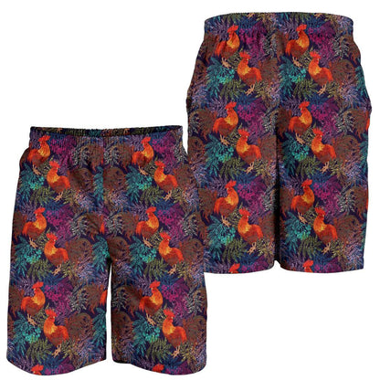 Rooster Print Style Mens Shorts-JTAMIGO.COM
