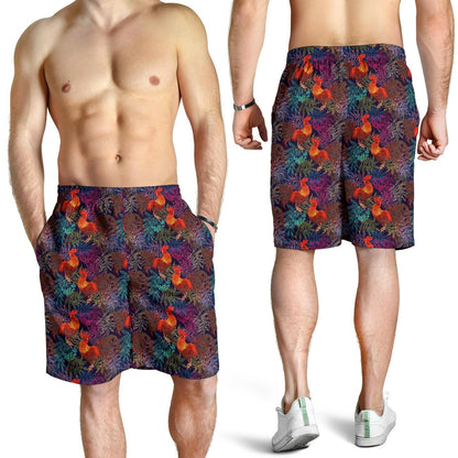 Rooster Print Style Mens Shorts-JTAMIGO.COM