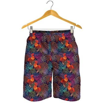 Rooster Print Style Mens Shorts-JTAMIGO.COM