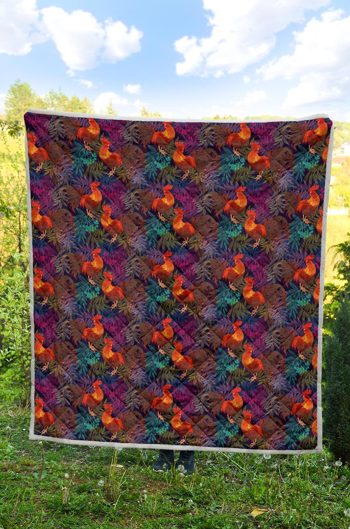 Rooster Print Style Premium Quilt-JTAMIGO.COM