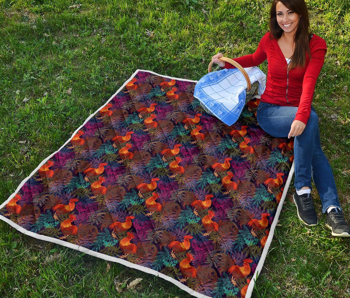 Rooster Print Style Premium Quilt-JTAMIGO.COM
