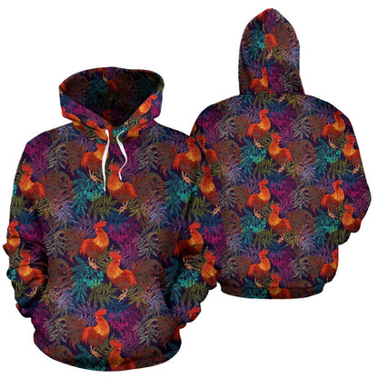 Rooster Print Style Pullover Hoodie