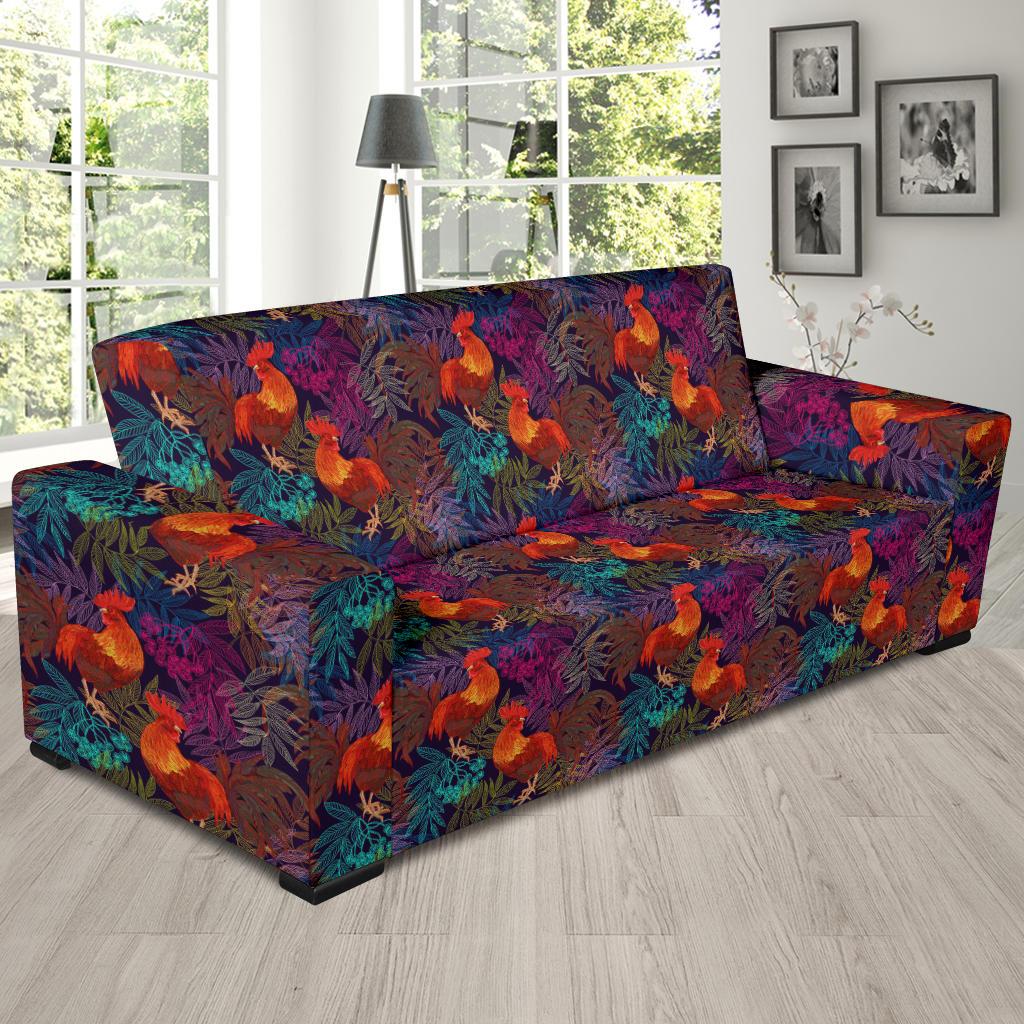 Rooster Print Style Sofa Slipcover-JTAMIGO.COM