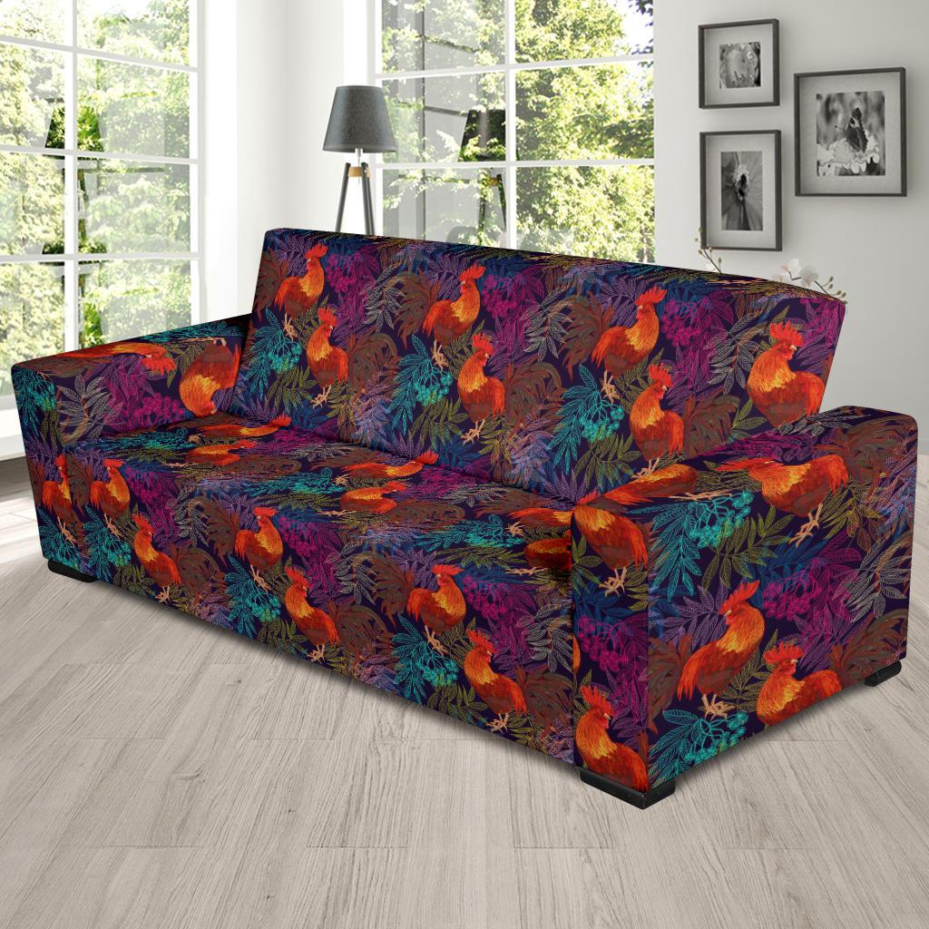 Rooster Print Style Sofa Slipcover-JTAMIGO.COM