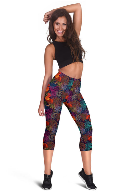 Rooster Print Style Women Capris