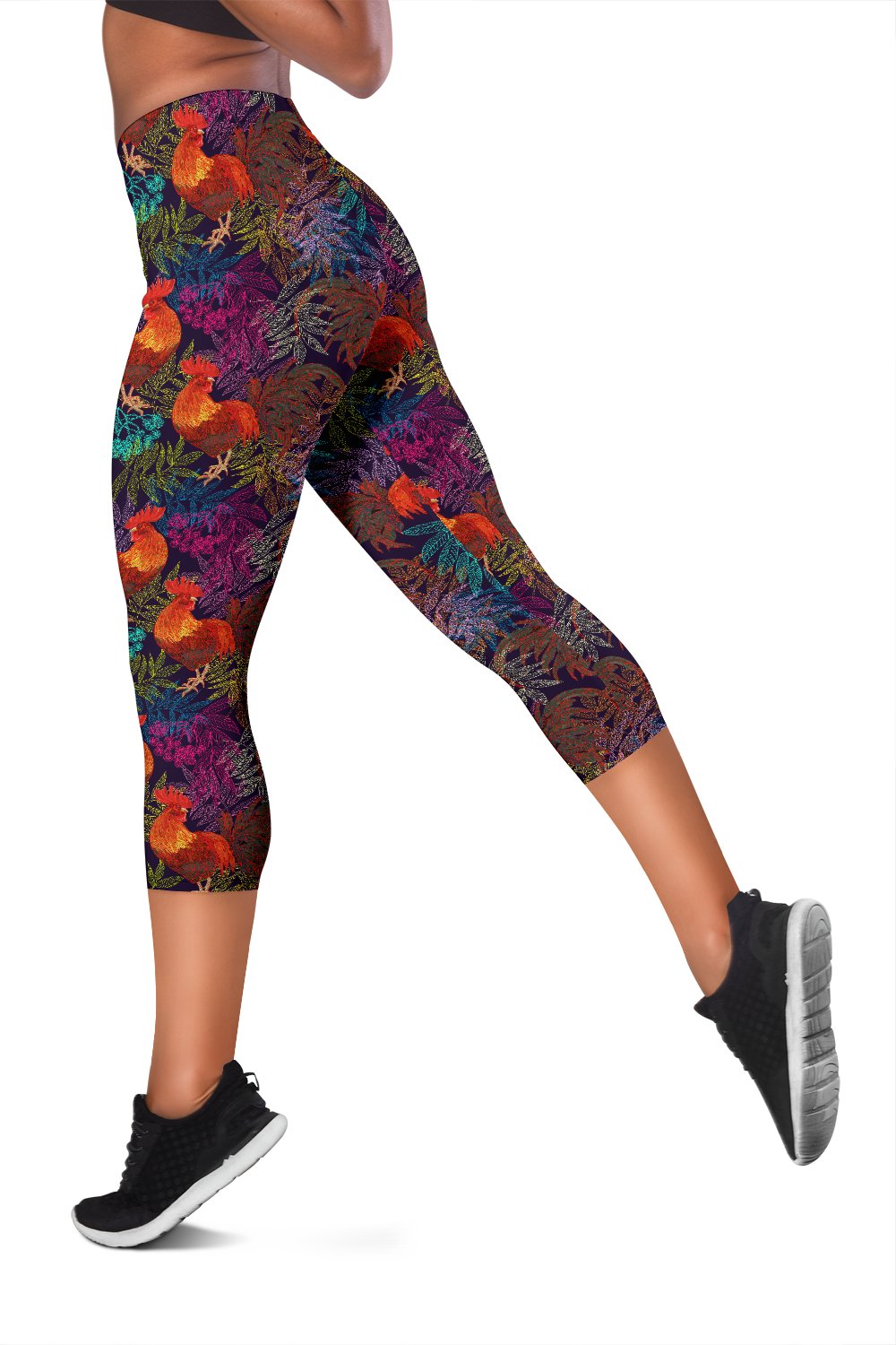 Rooster Print Style Women Capris