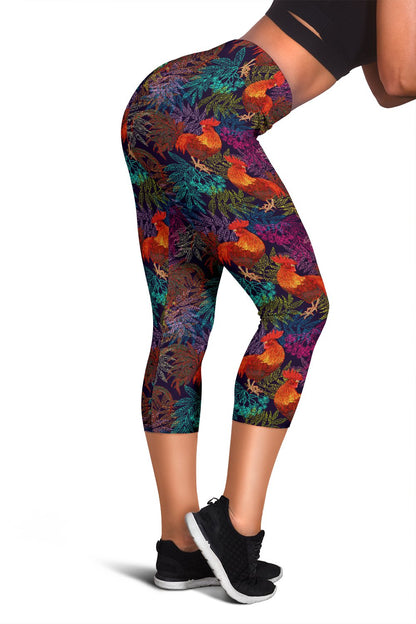 Rooster Print Style Women Capris