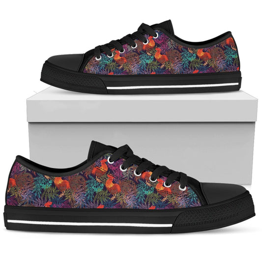 Rooster Print Style Women Low Top Shoes-JTAMIGO.COM