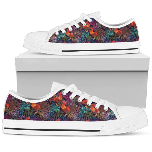 Rooster Print Style Women Low Top Shoes-JTAMIGO.COM