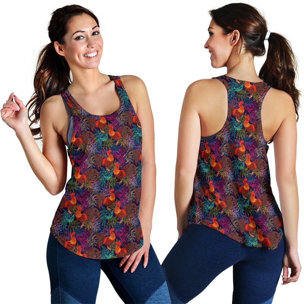 Rooster Print Style Women Racerback Tank Top