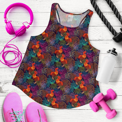 Rooster Print Style Women Racerback Tank Top