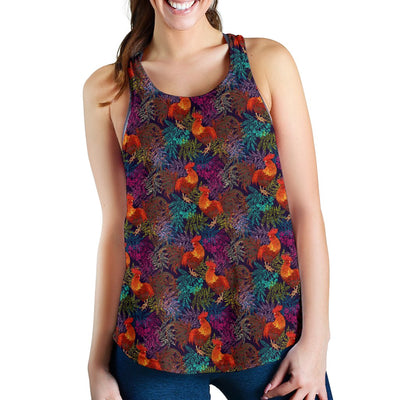 Rooster Print Style Women Racerback Tank Top
