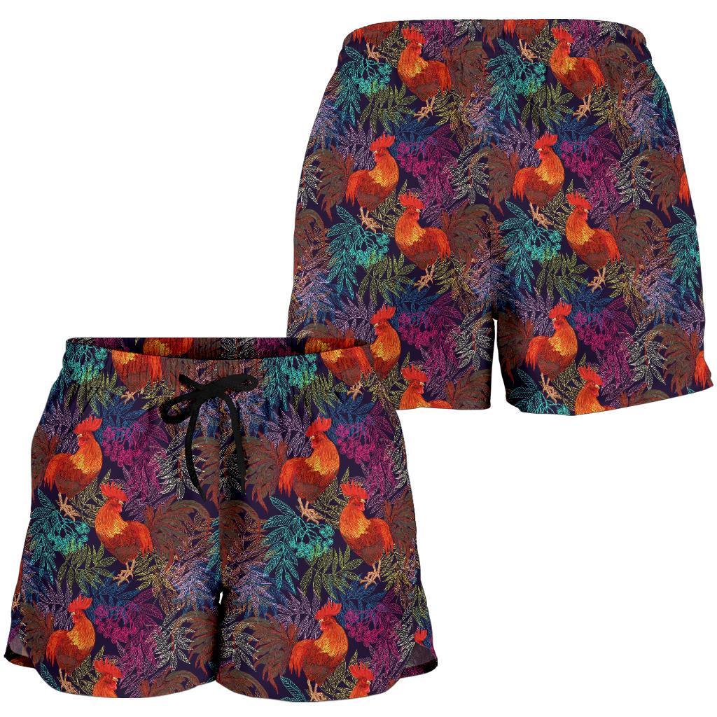 Rooster Print Style Women Shorts-JTAMIGO.COM
