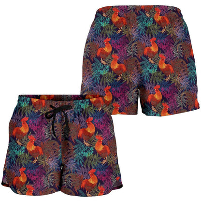 Rooster Print Style Women Shorts-JTAMIGO.COM