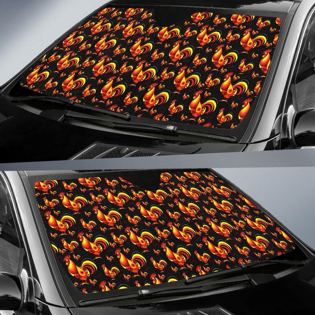 Rooster Print Themed Car Sun Shade For Windshield