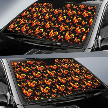 Rooster Print Themed Car Sun Shade For Windshield