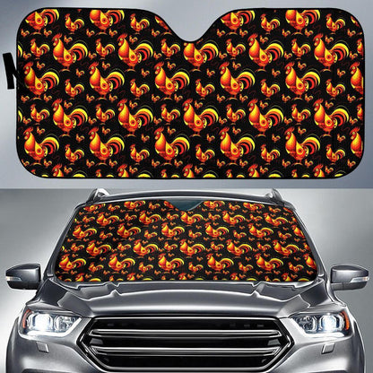 Rooster Print Themed Car Sun Shade For Windshield