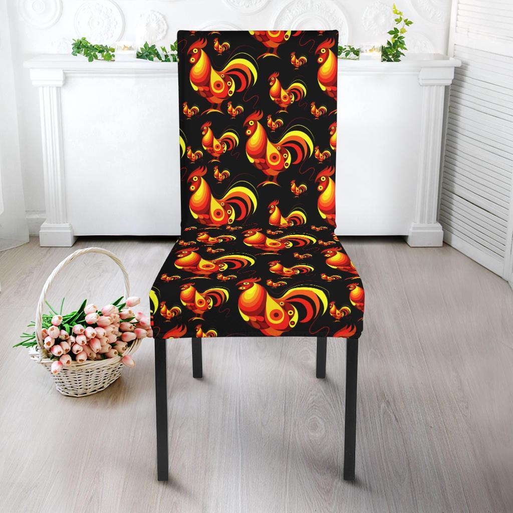 Rooster Print Themed Dining Chair Slipcover-JTAMIGO.COM