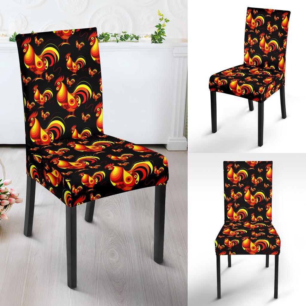 Rooster Print Themed Dining Chair Slipcover-JTAMIGO.COM