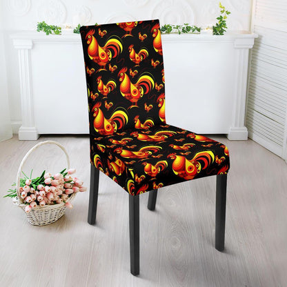 Rooster Print Themed Dining Chair Slipcover-JTAMIGO.COM
