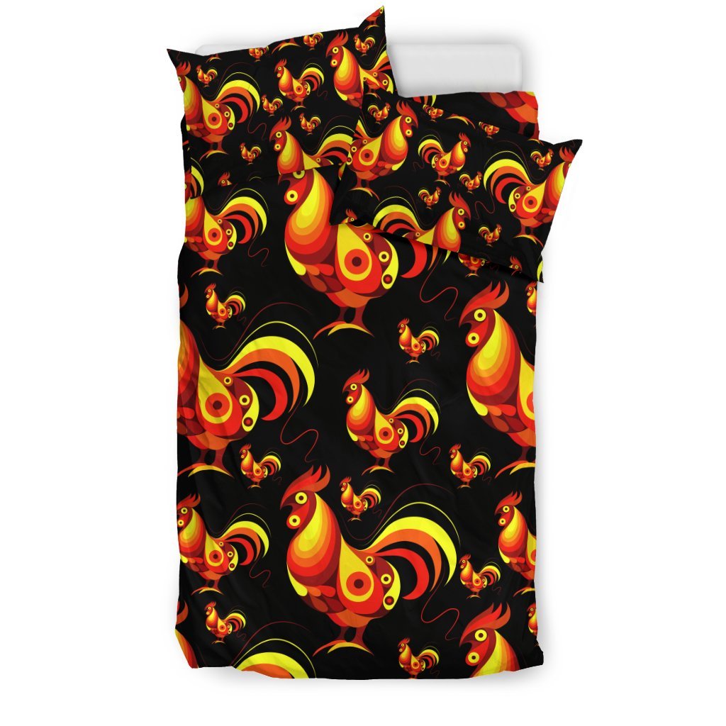 Rooster Print Themed Duvet Cover Bedding Set