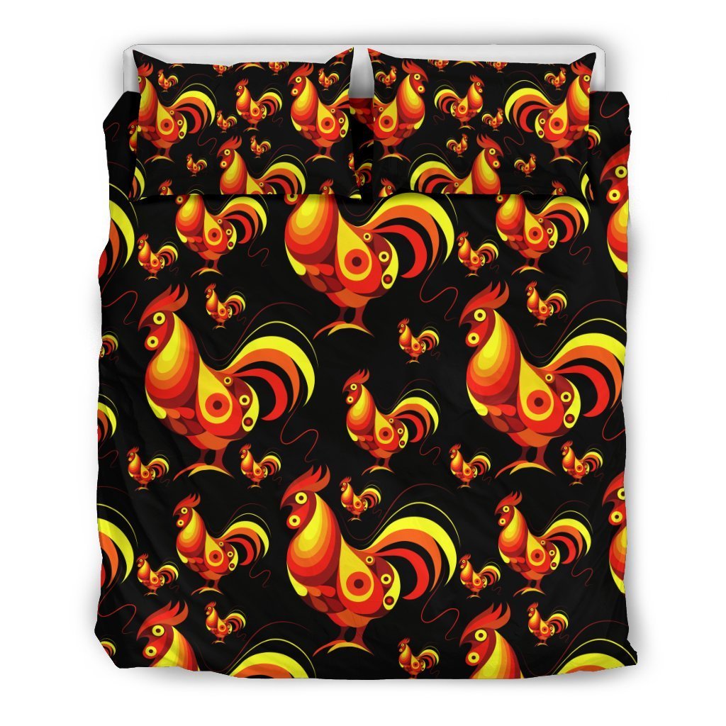 Rooster Print Themed Duvet Cover Bedding Set