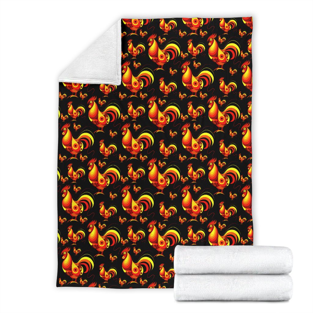 Rooster Print Themed Fleece Blanket