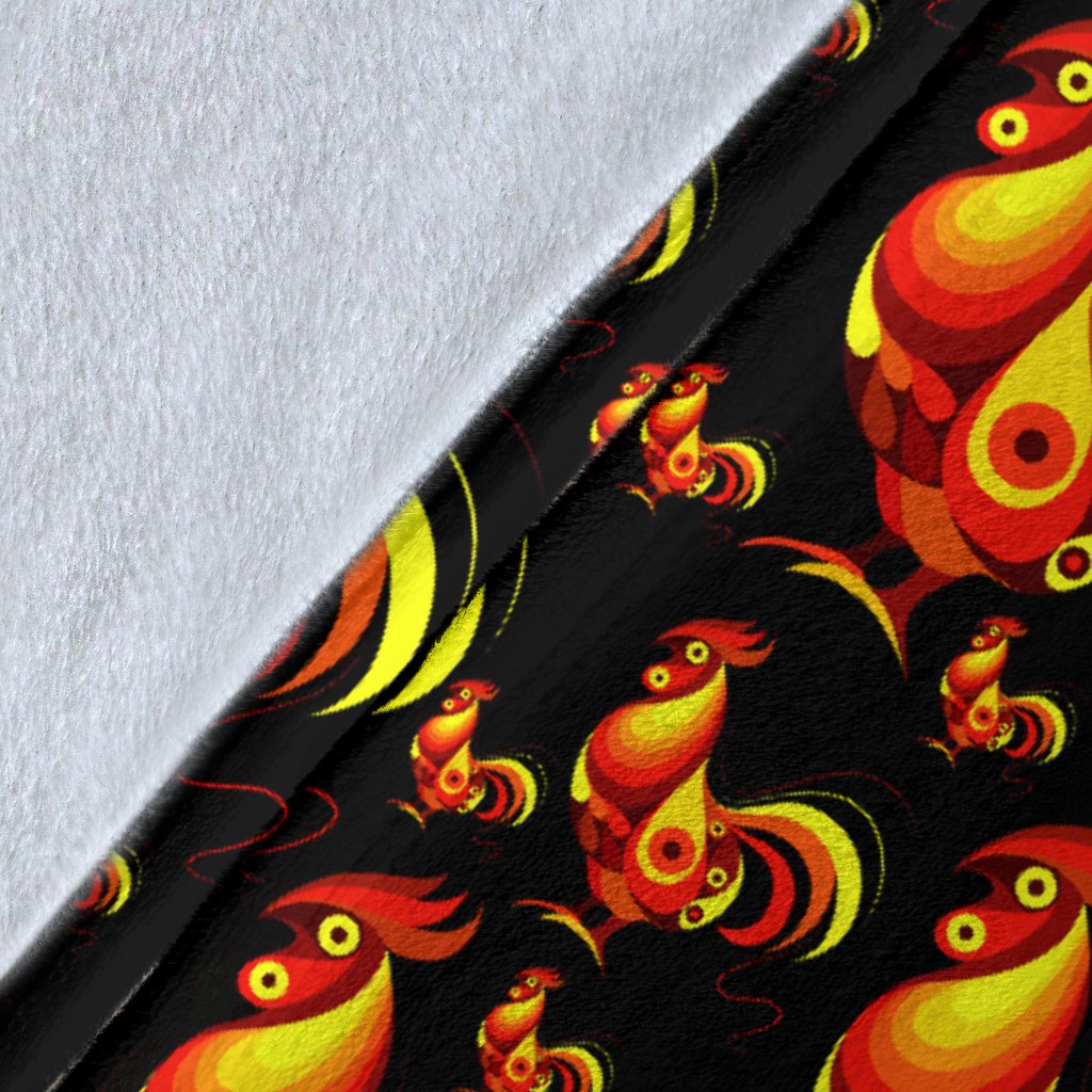 Rooster Print Themed Fleece Blanket