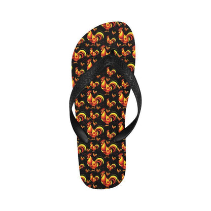 Rooster Print Themed Flip Flops-JTAMIGO.COM
