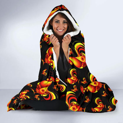 Rooster Print Themed Hooded Blanket-JTAMIGO.COM