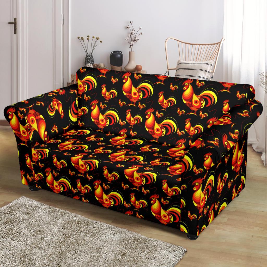 Rooster Print Themed Loveseat Slipcover-JTAMIGO.COM