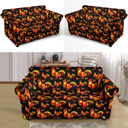 Rooster Print Themed Loveseat Slipcover-JTAMIGO.COM
